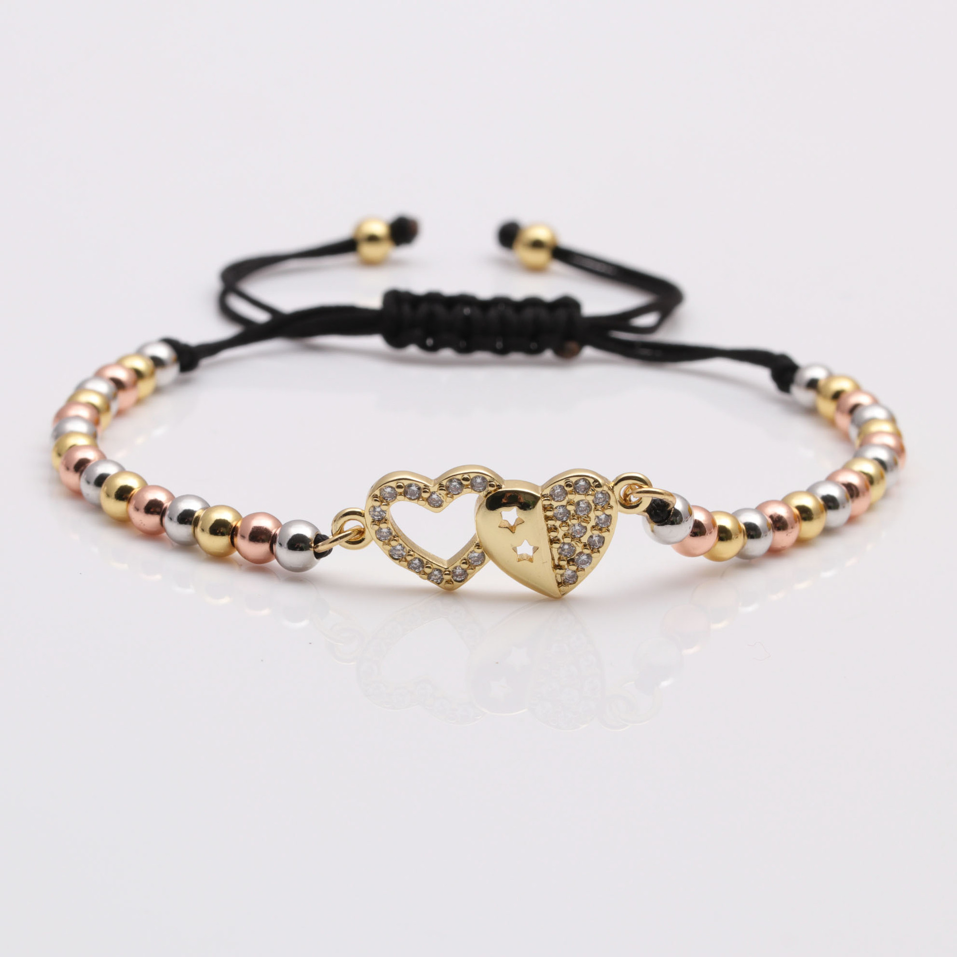 copper zircon heart jewelry Europe and the United States star adjustable bracelet
