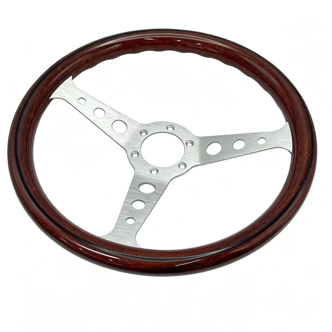 Momo Classic Retro Peach Wood Steering Wheel Modified for Competitive Racing, Universal 14inch Steering Wheel