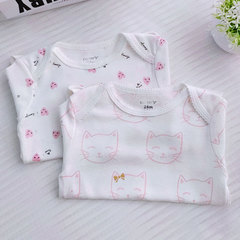 Newborn pure cotton short-sleeve onesie summer for boys and girls, cartoon triangular diaper cover for infants and young children, wholesale children's clothing.