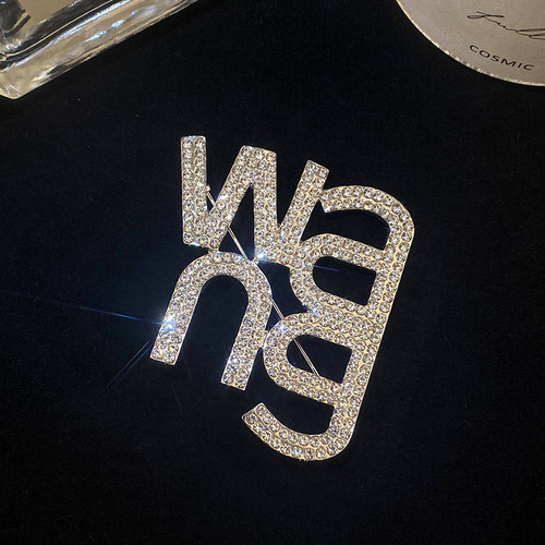 Distribution set King rhinestone brooch S925 silver needle earrings corsage retro pin Korean accessories clothing accessories