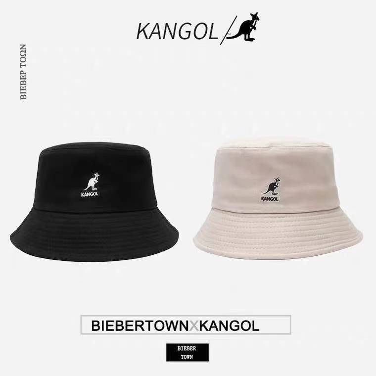Kangol Pure Cotton Flat-Top Bucket Hat White Versatile Internet Celebrity Style Fashion Sun Hat Unisex Flat-Top Hat