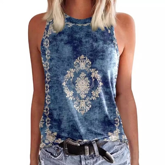 2024 cross-border foreign trade new ladies garden collar vest 3D digital printing loose leisure personality sleeveless vest 2024 cross-border foreign trade new ladies garden collar vest 3D digital printing loose leisure personality sleeveless vest