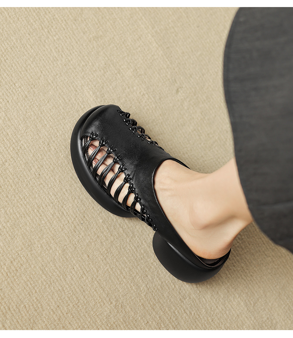 Sandal cao gót nữ mũi nhọn quai ngang phong cách cổ điển, gót 6 cm — đen chi tiết 8