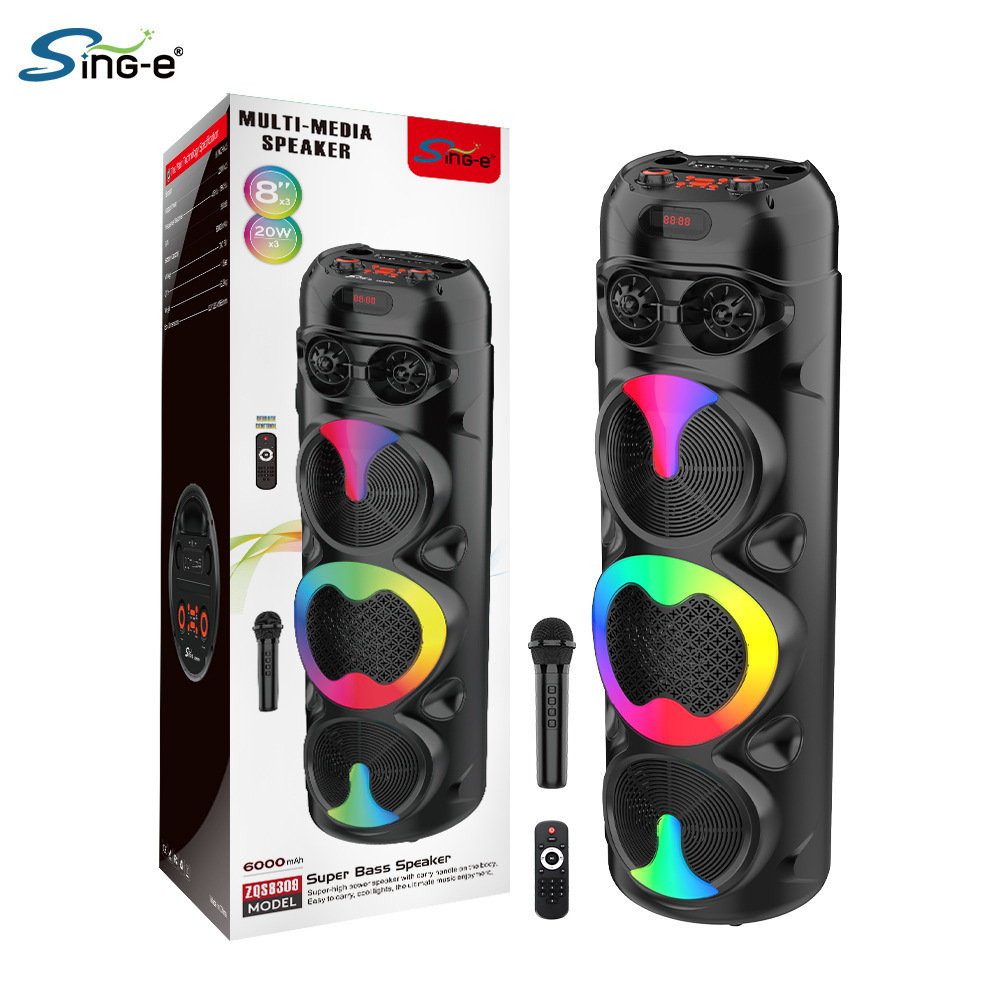 Sing-eZQS8309RGB luces coloridas inalámbricas altavoces Bluetooth de larga duración fuente precio de fábrica