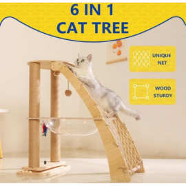 木质太空舱猫爬架猫窝一体剑麻猫抓柱攀爬网转盘玩具猫咪磨爪神器