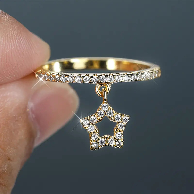 5g Weight Zircon Inlay Material Rings Classification 10, 5 Ring Size 1 Piece Quantity Casual, Daily, Shopping Occasion Copper Material Geometric, Star Pattern All Seasons Season Women's Gender Elegant, Modern Style Style Wholesale Jewelry Elegant Modern Style Geometric Star Copper Zircon Rings 7