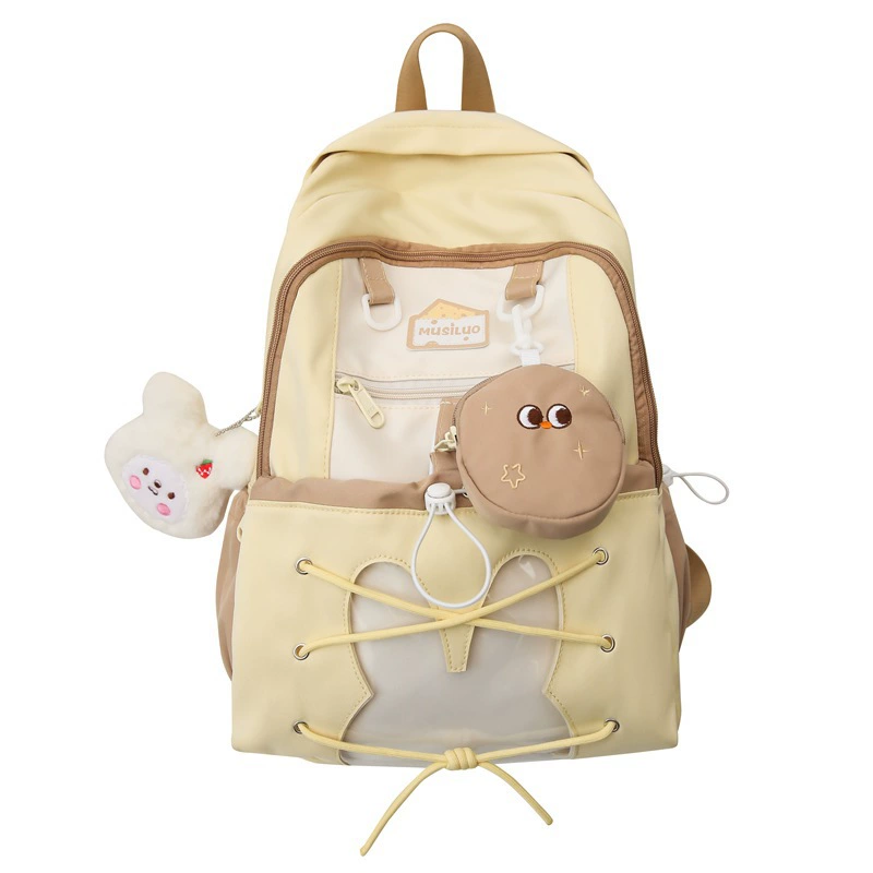 2025 новая Mi Pure Korean Ins College Style Girls Cute Backpack Contrast Color Lightweight Backpack for Primary and Secondary School Students