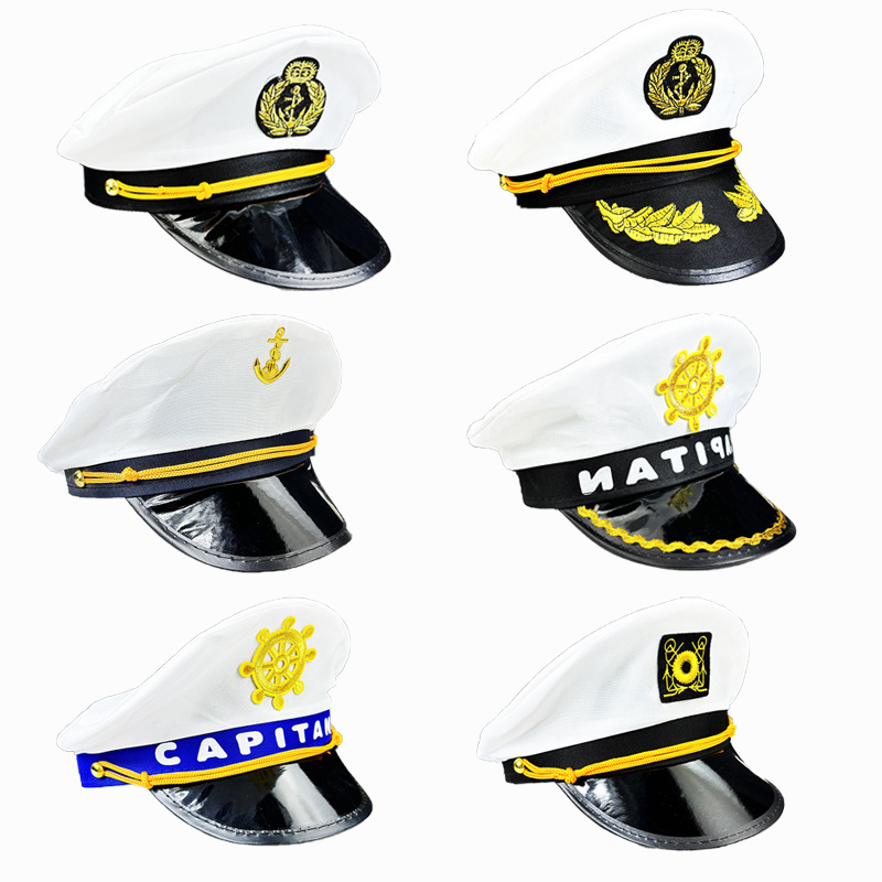 Sombrero de policía europeo y americano de siete colores de Amazon, uniforme sexy, sombrero de fiesta, sombrero de capitán de Halloween, sombrero de policía europeo y americano