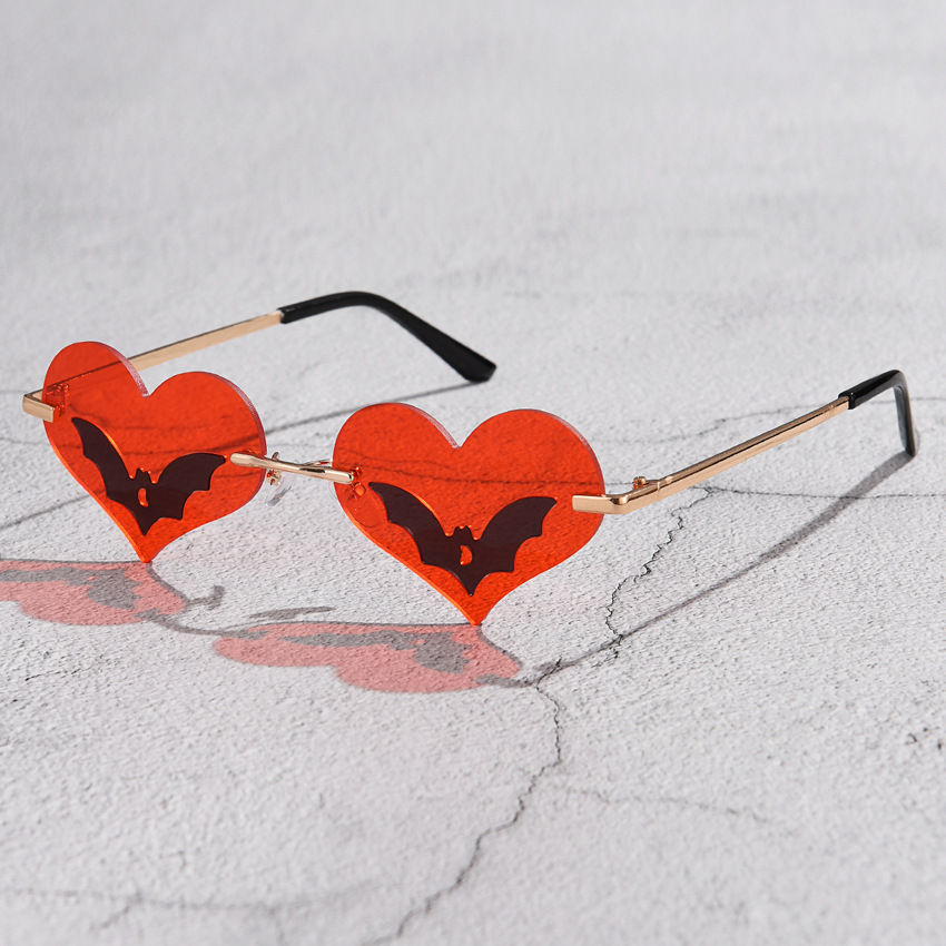 Halloween Festival Bat Pattern Fashion Bat PC UV400 Protection Special-Shaped Mirror Frameless Women's Sunglasses