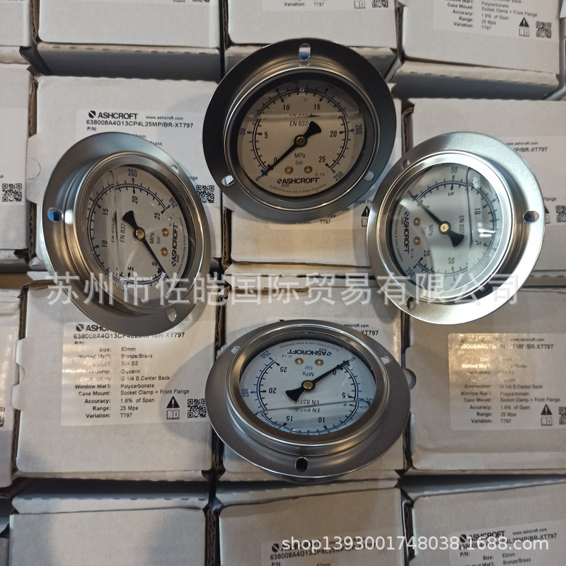 批发美国ASHCROFT雅斯科品牌原装638008A413CP4L40MP法兰型压力表