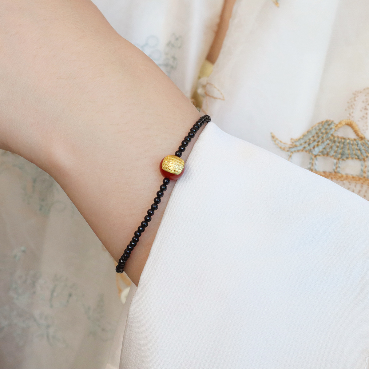 Natural Peridot & Golden Rutilated Quartz Layered Bracelet For Women_voghion.com