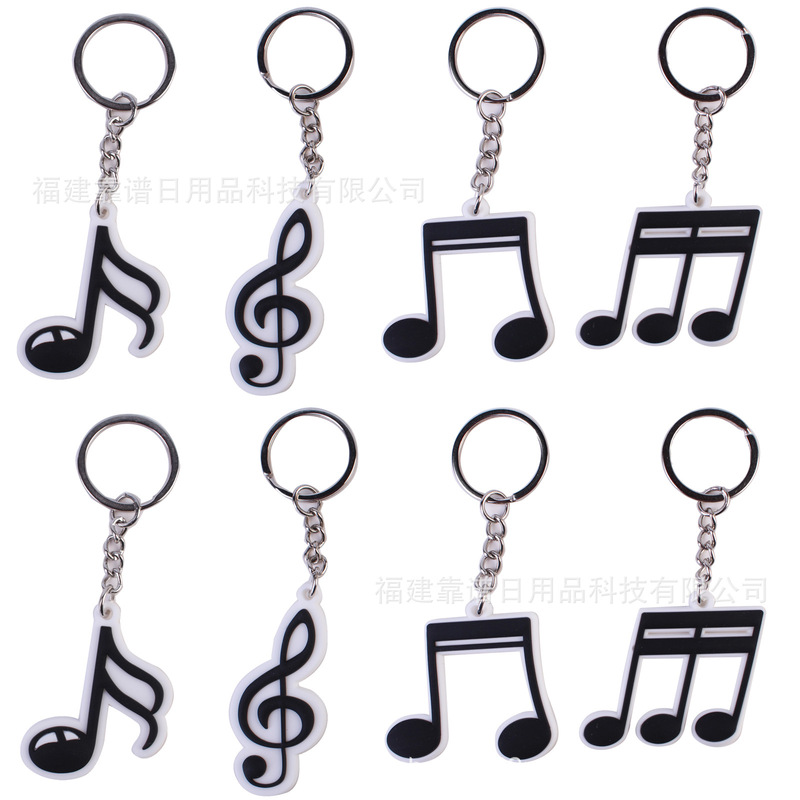 pvc key chain black and white musical notes music bag pendant DIY spot wholesale cross-border special key ring pvc key chain black and white musical notes music bag pendant DIY spot wholesale cross-border special key ring