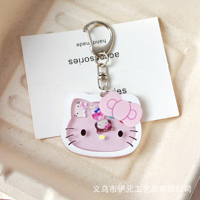 かわいい女の子漫画風平面インスタ風ハローキティキーホルダー、甘いキティ猫バッグチャームアクセサリー、女性向けトレンド|undefined