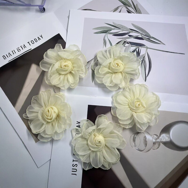 Caro同款烤边布艺花朵9cm立体烧边花朵diy发饰鞋帽胸花饰品配件|undefined