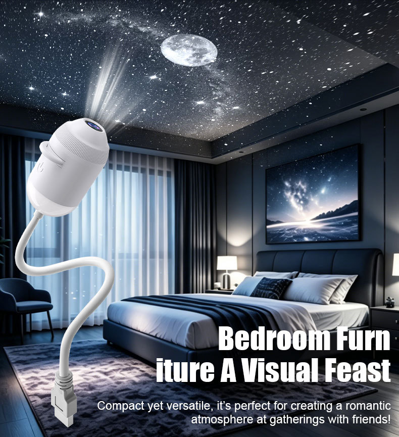 Cross-border bestseller USB starry sky projection lamp for car interior, home, bedroom, night light, romantic galaxy ambiance light