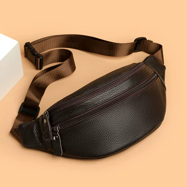 Factory Direct Sales Chest Bag Men's Genuine Leather Men's Waist Bag First Layer Cowhide Crossbody Bag Men's Bag Shoulder Bag Small Bag