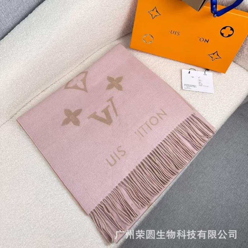 AWCWL&LV双面奶茶色羊绒GG围脖长款保暖大牌黑灰羊毛B家字母围巾|undefined