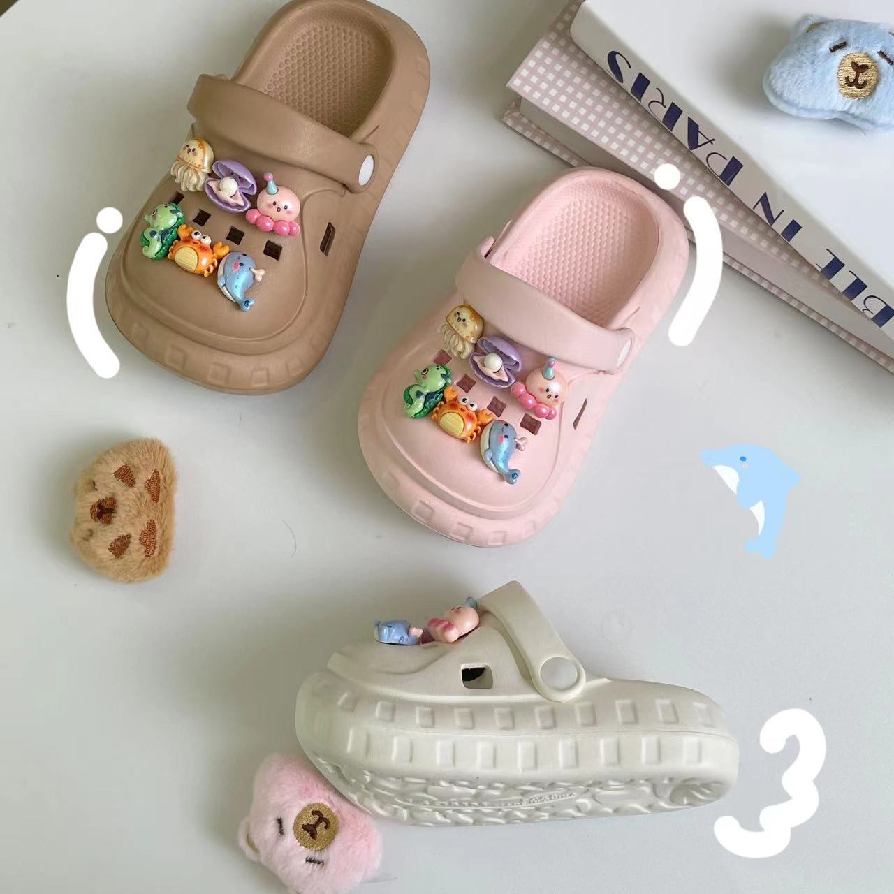 Children's Sandals and Slippers Girls' Summer Small and Medium-sized Children's Baby's Indoor Soft Bottom Non-slip Cartoon Little Boy's Baotou Hole Shoes