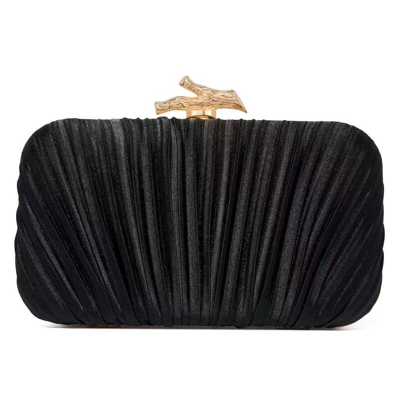 European and American Cross-Border Fashion Simple Pleated Evening Bag Solid Color Pleated Bag Personalized Versatile Crossbody Bag Women's Clutch Bag