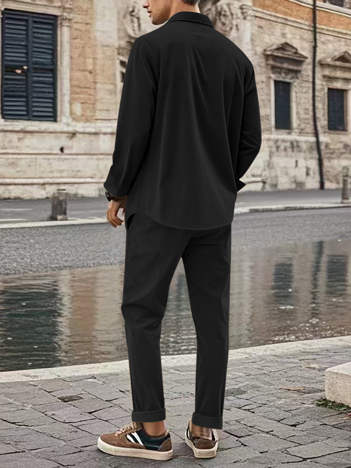 Herren Freizeit Set Aus Hemd Und Hose Aus Baumwolle Für Alltag_voghion.com