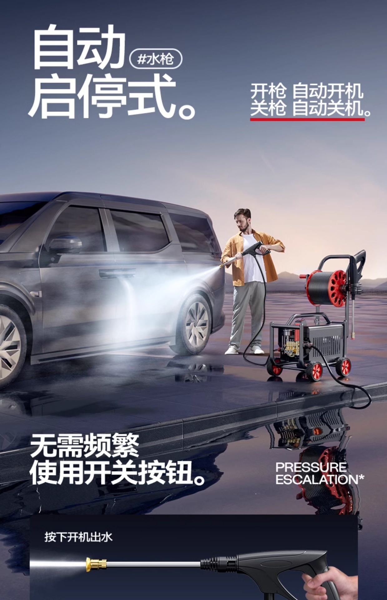 Delixi Car Washing Machine, High-Pressure Water Pump for Home Use, 220V High-Power Car Washing Water Gun, Portable Powerful Floor Cleaner