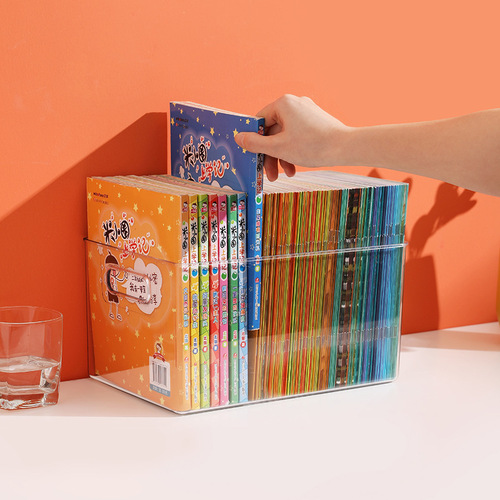 Transparent book storage box, bookshelf, storage organizer, children's book storage, reading tree storage box