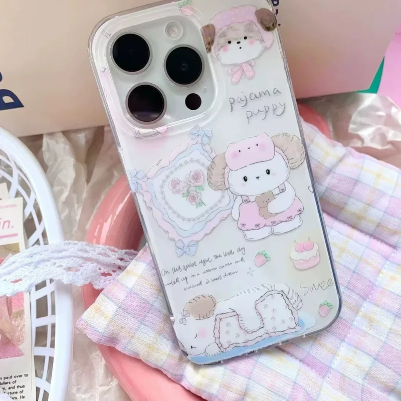 Чехол для телефона Apple iPhone 11–16 серии, IMD печать «щенок», большой вырез под камеру