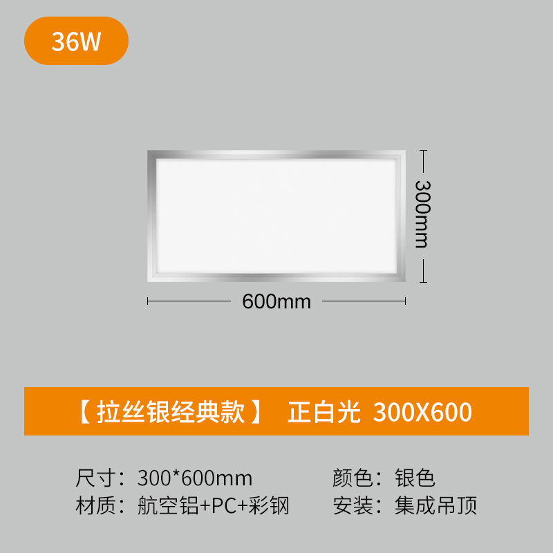 300*600 [aluminum silver frame] long lamp 36W White Light