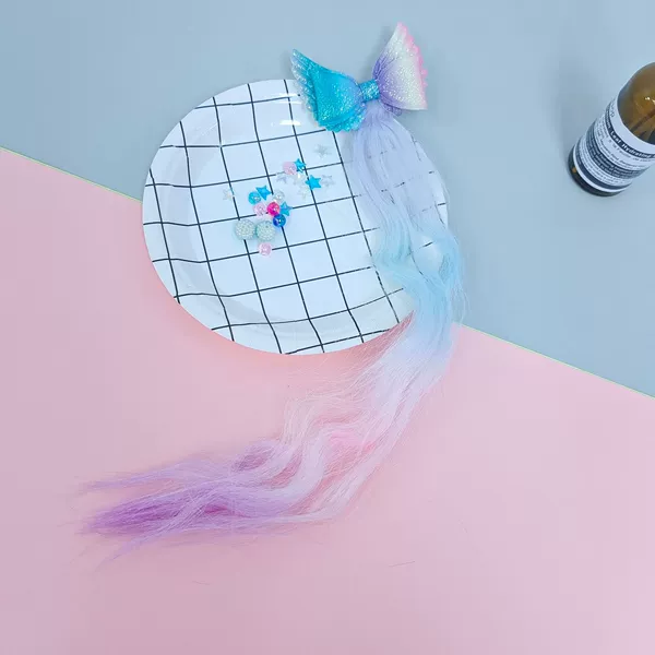 Colorful curly hair bow