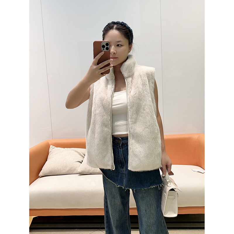 2025 Imported Small Mink Reversible Vest Autumn and Winter New Korean Style Cashmere Fur Vest Versatile Casual Trend