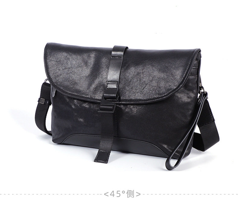 Túi đeo chéo nam da bò thật kiểu dáng nhỏ gọn, túi cầm tay thời trang 29×11×17 cm — màu đen chi tiết 13