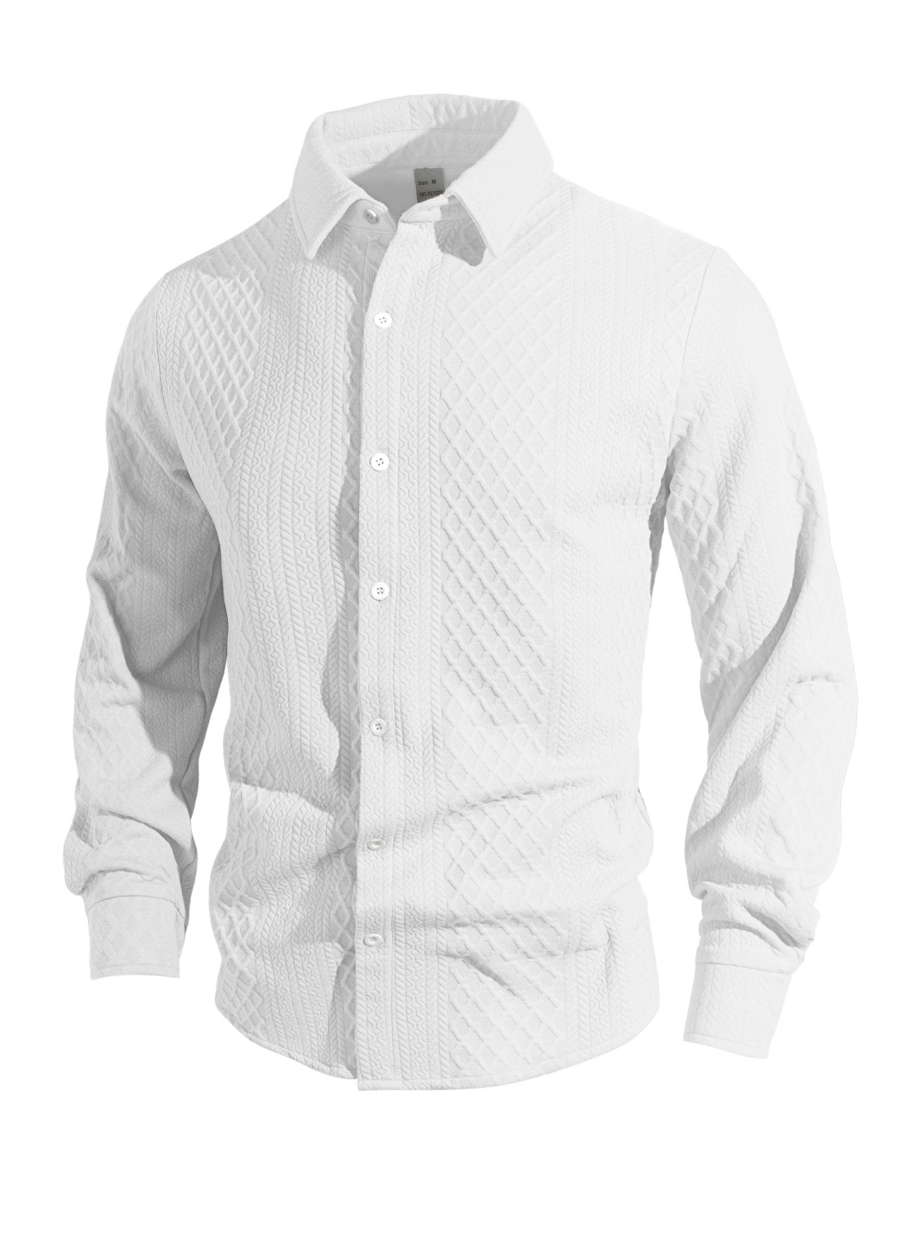 Europa y los Estados Unidos Amazon tejido flor simple botón casuales chaqueta deportiva de negocios hombre camisa transfronteriza de manga larga hombre