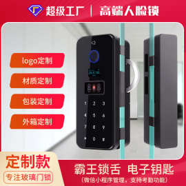 工厂定制商铺无框有框门智能锁 人脸指纹密码钥匙办公室玻璃门锁