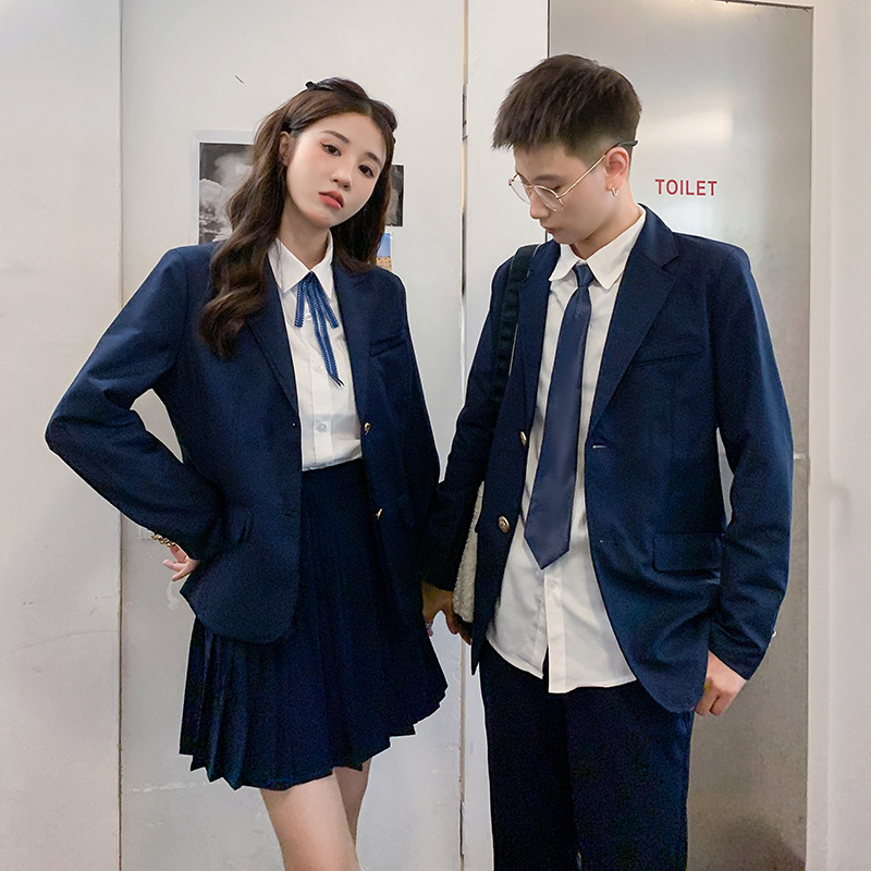Middle School Students, High School Students, Graduation Season Uniforms, Class Uniforms, Spring Preppy Style Jk Uniforms, Navy Blue Suits, Student Suits