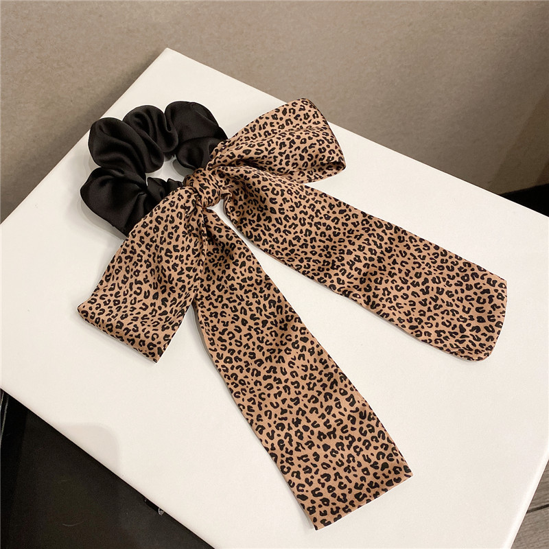 Korean Autumn New Female Leopard Print Bow Ribbon Rubber Band Ball Head Rope Hair Accessory display picture 2