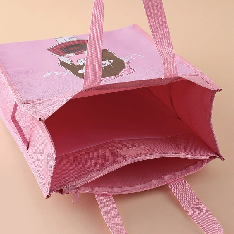 Handheld cartoon cute study bag, foldable linen bag, oxford cloth, increased thickness
