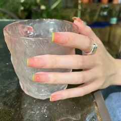 【ArtHaus】Pure Desire Style New Peach Gradient Water Drop Light Therapy Nails Removable Nail Art Kit Bridal Nails