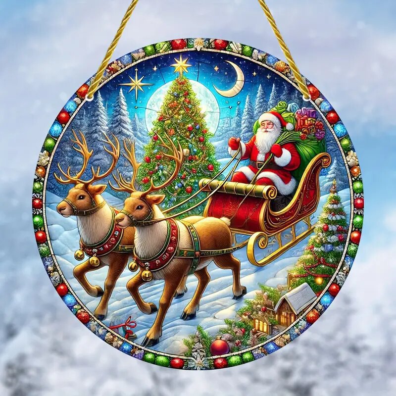 Colgante 2025 nuevos productos transfronterizos de la serie de Navidad disco de decoración para el hogar de joyas de Navidad acrílico