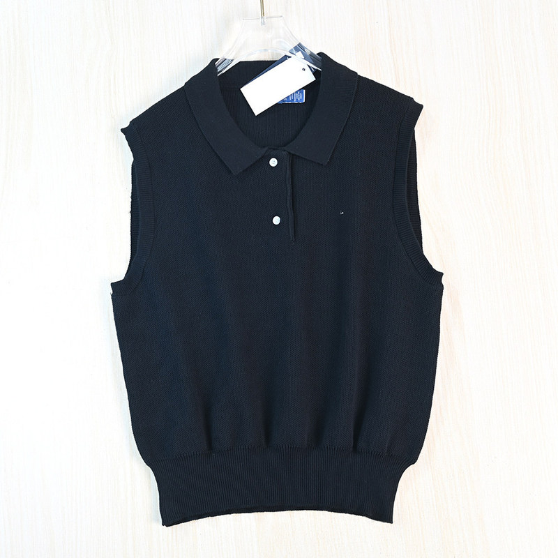 Siqi Women's Clothing 263/30 American Single Embroidery Polo Collar Casual Short Sleeveless Knitted Vest