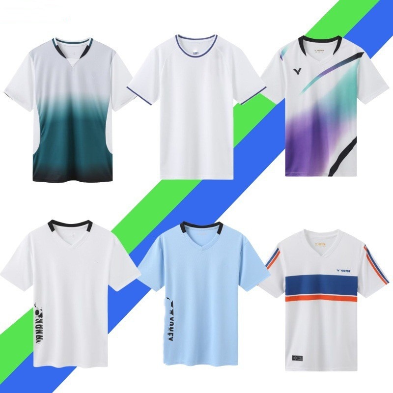 25 New Korean Tennis Badminton Tops for Men and Women, Comfortable and Quick-Drying Sports Short-Sleeved T-Shirts Yy Feather Suits