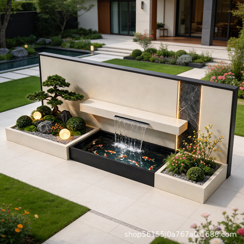 Aluminum alloy courtyard water feature, outdoor garden fish pond, rockery fountain, screen partition wall, water curtain wall, and shadow wall Aluminum alloy courtyard water feature, outdoor garden fish pond, rockery fountain, screen partition wall, water curtain wall, and shadow wall