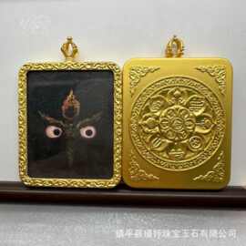 手绘描金唐卡嘎乌盒吊坠唐卡饰品挂件六字真言民族风挂饰厂家批发
