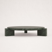 现代简约设计师印度绿大理石茶几 酒店别墅售楼部创意圆形咖啡桌