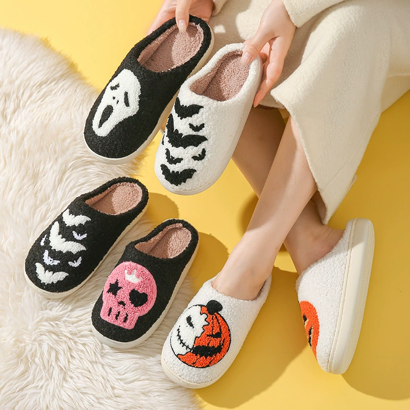 Карнавальные тёплые домашние(slippers) для мужчин и женщин любимый дом, хэллоуин, с вышивкой