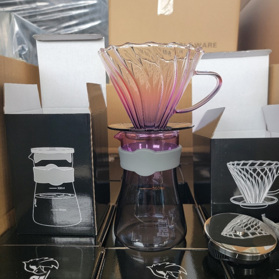 New electroplated colorful coffee pot glass heat-resistant microwaveable high borosilicate glass filter cup filter