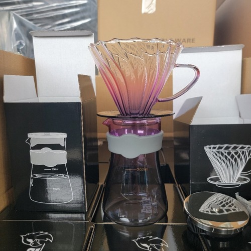 New electroplated colorful coffee pot glass heat-resistant microwaveable high borosilicate glass filter cup filter