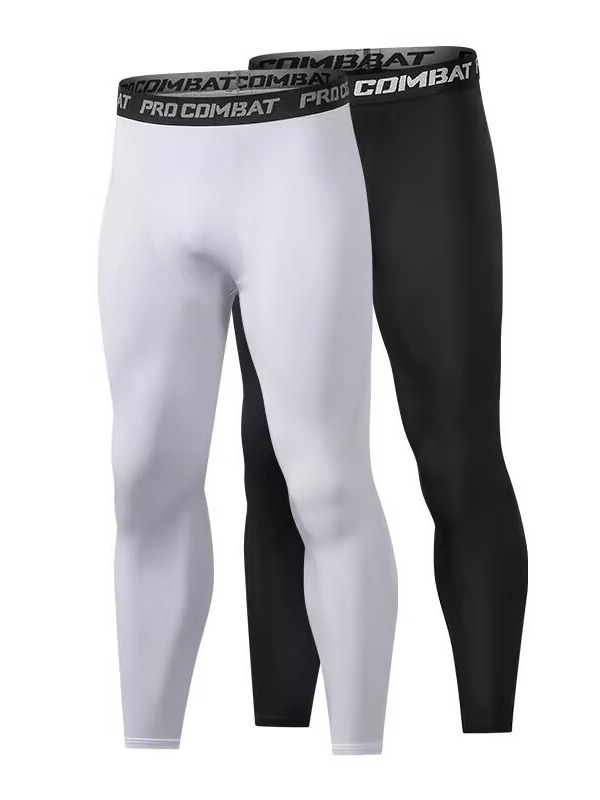 Men's Sports Tights High Elastic Quick-Drying Breathable Nine-Point Pants Running Basketball Sports Training Compression Three-Point Leggings