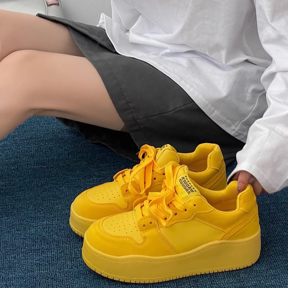 Wholesale Foreign Trade Dopamine Retro Versatile Skate Shoes for Female Students, Casual Sports Shoes with Thick Soles and Height Increase