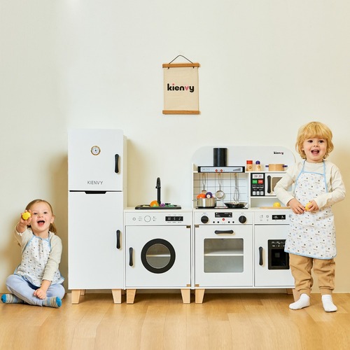 Three-in-One Refrigerator Play Kitchen Toy for Boys and Girls, 3-Year-Old Baby Simulated Cooking and Kitchen Set