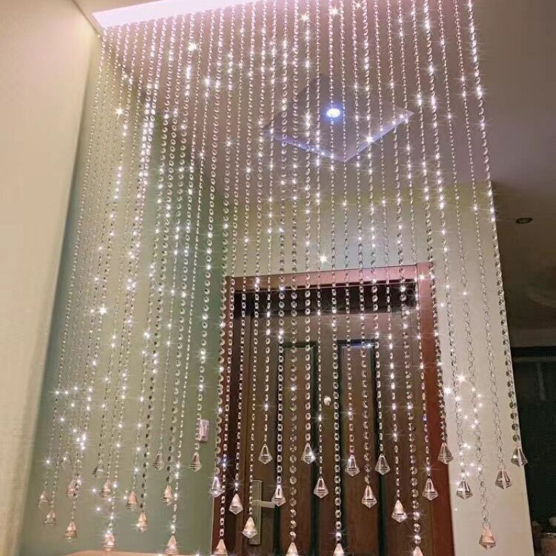 Crystal Bead Curtain Partition Curtain Bedroom Guest Restaurant Bathroom Entrance Decoration European Balcony Half Door Curtain Without Punching